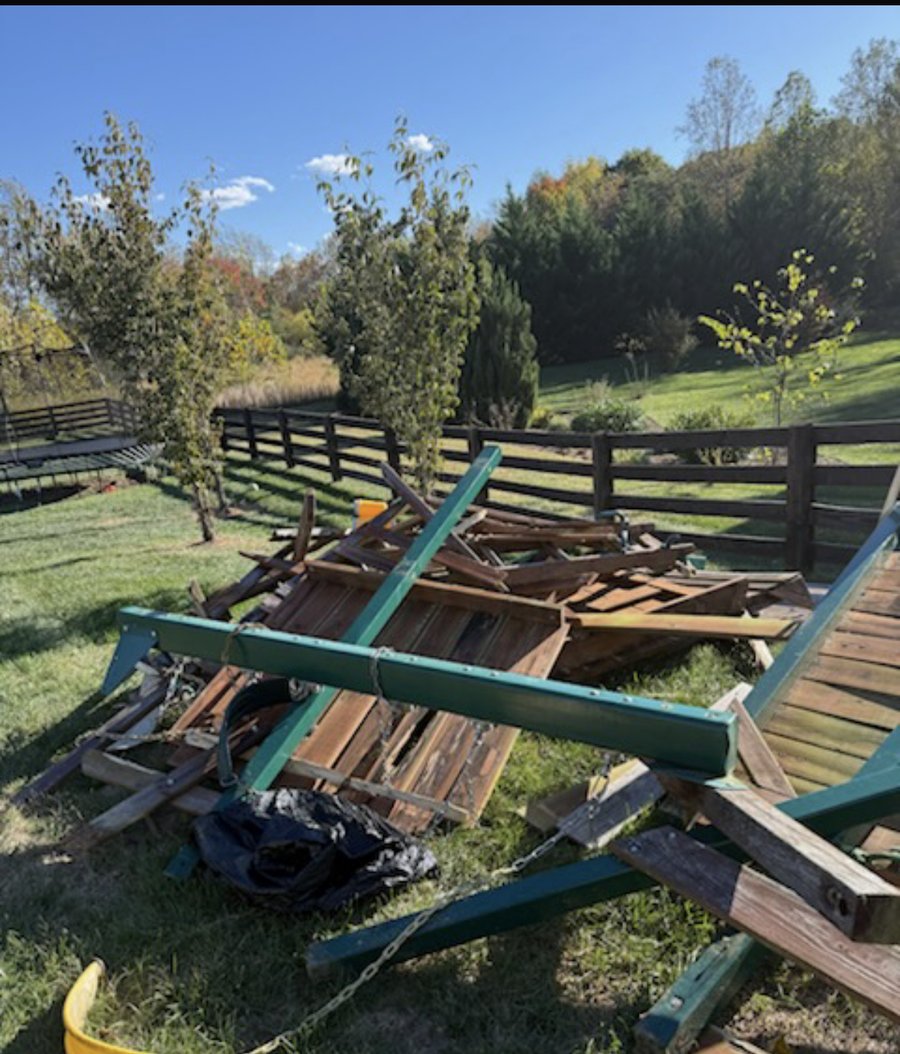Trampoline and playset removal Waynesboro VA — Albemarle Moving demo crew